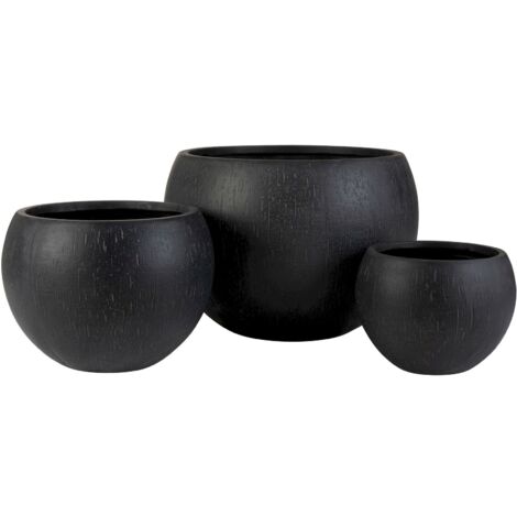 Lot de 3 Cache-pot extérieurs Warwick en Résine - Ebène