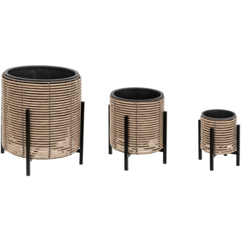 Set de 3 pots sur pied Cam D17 25 36cm beige Atmosphera créateur d'intérieur