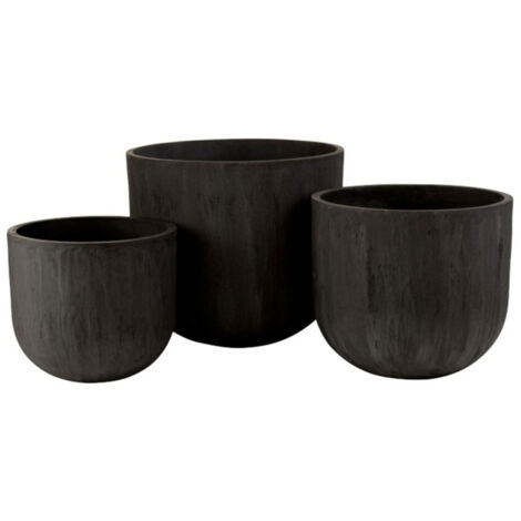 Lot de 3 Cache-Pots Design "Zera" 51cm Noir