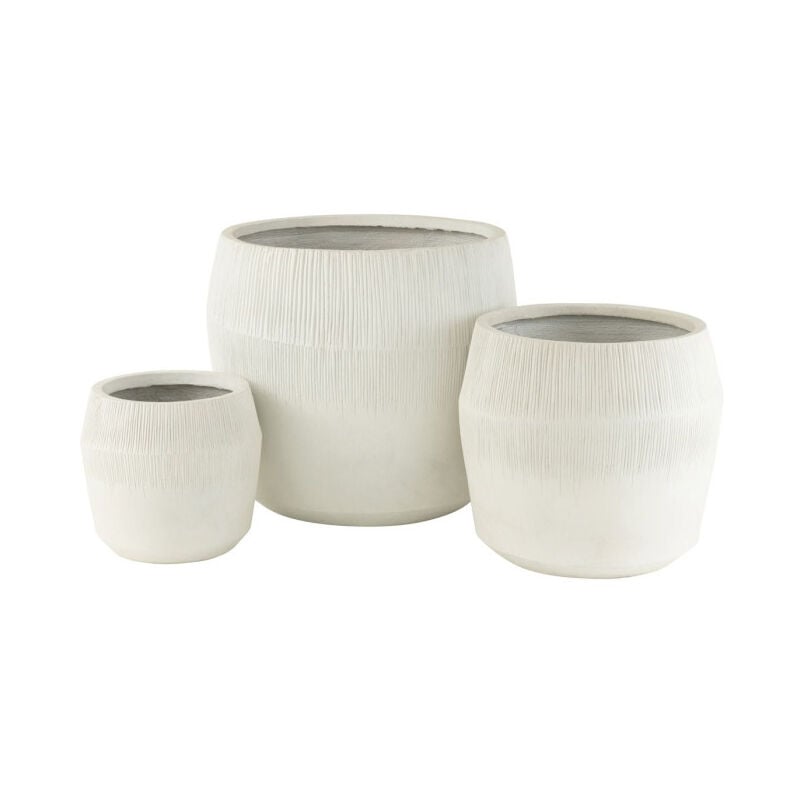 Lot de 3 Cache-Pots en Argile 'Abel' 55cm Blanc