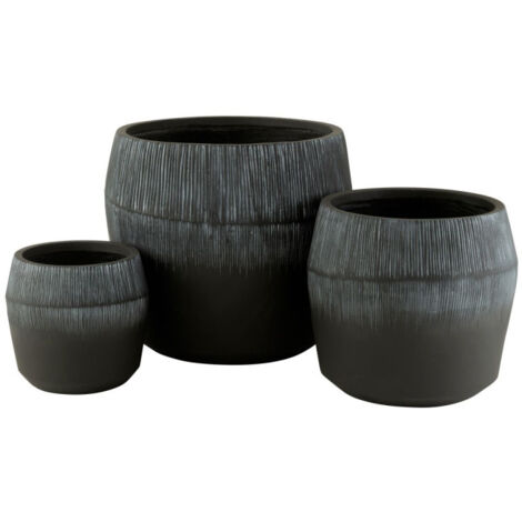 Lot de 3 Cache-Pots en Argile "Abel" 55cm Noir