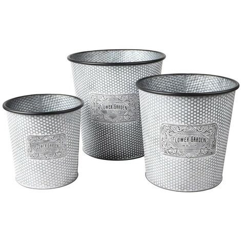 Lot de 3 cache pots seau métal Bloom