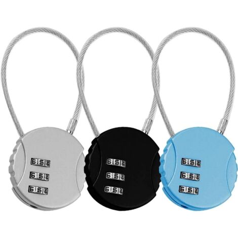 Lot de 3 cadenas à code à 3 chiffres, petits cadenas pour valise d'avion