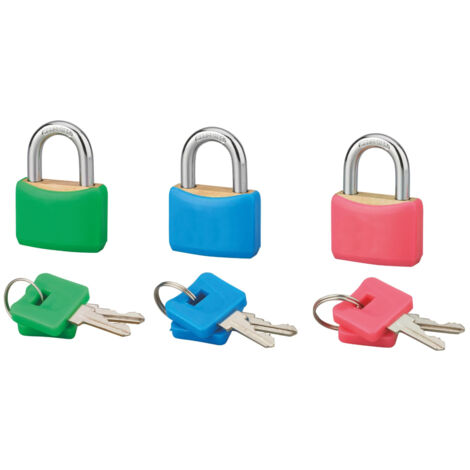 Lot de 3 cadenas SP COLOR, 30 mm, s'entrouvrant, anse acier cémenté, 6 clés - SP