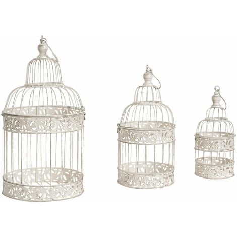 Lot de 3 cages bougeoirs vintage pour jardin extérieur cage intérieure lanterne décorative oiseaux suspendus à accrocher