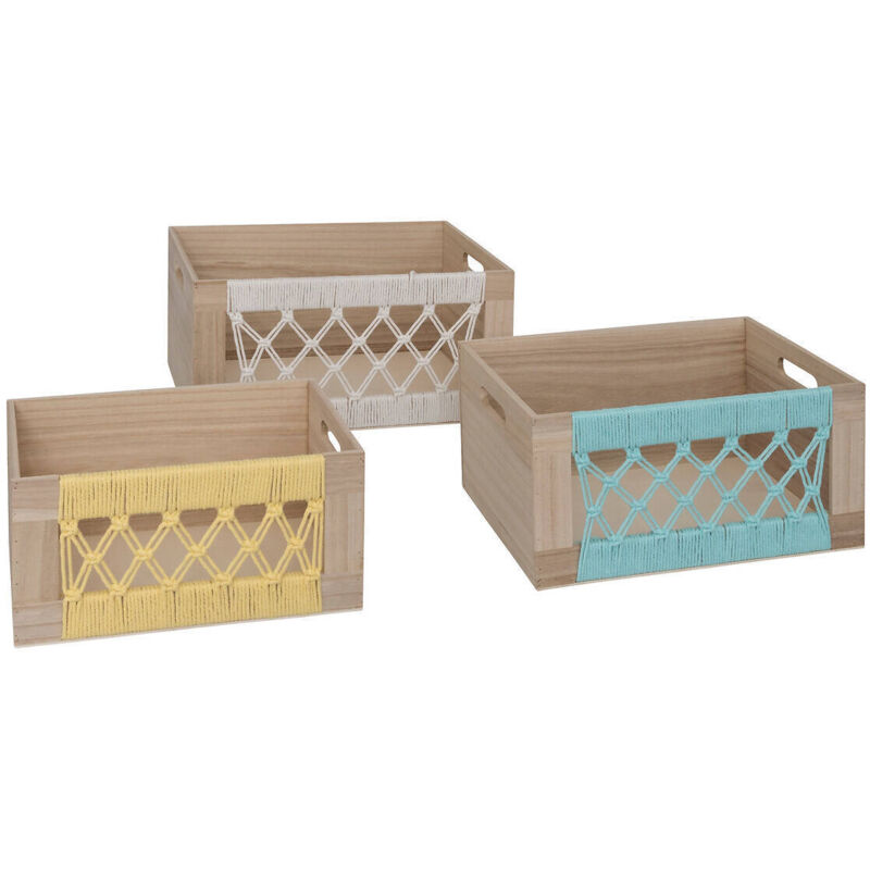 Lot de 3 cagettes bois Australie L28 32 36cm bois - Atmosphera créateur d'intérieur