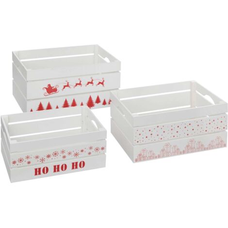 Lot de 3 cagettes de Noël en bois