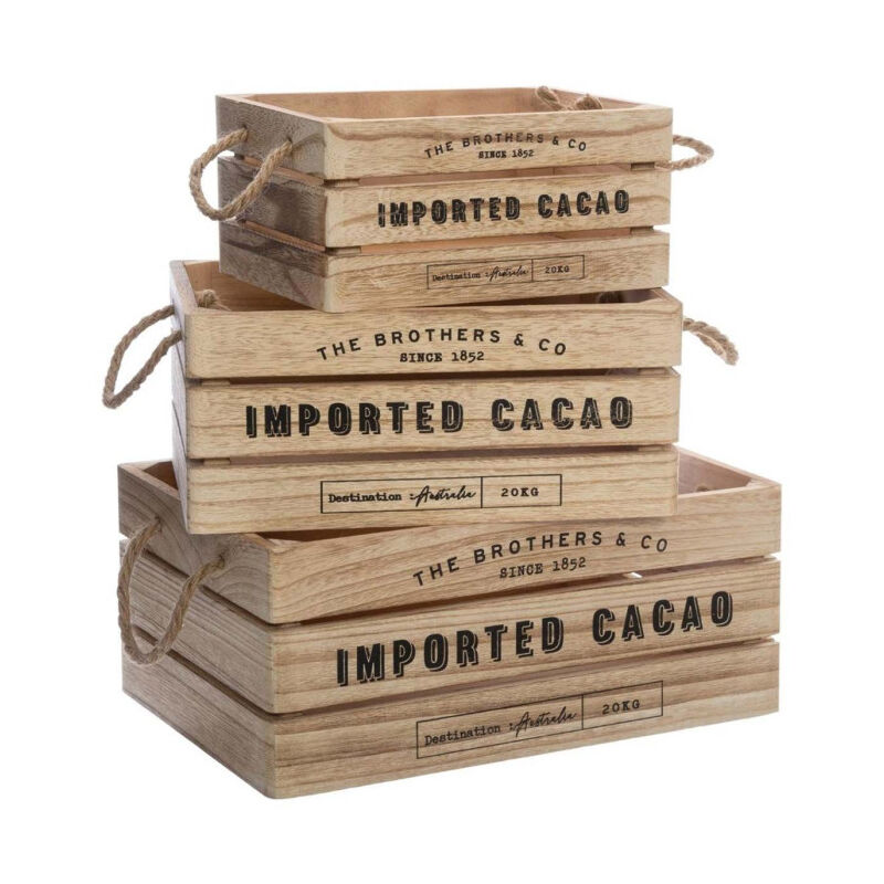 Lot de 3 Cagettes en Bois 'Brothers' 35cm Naturel