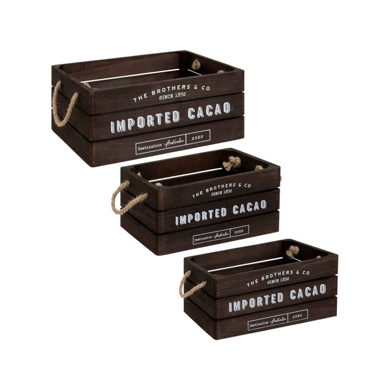 Lot de 3 Cagettes en Bois "Denys" 35cm Marron