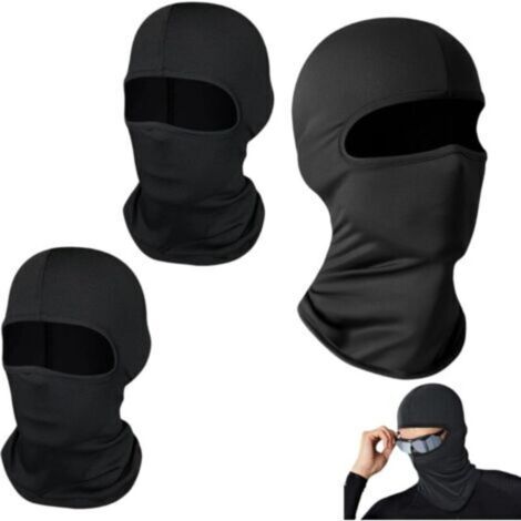 Lot de 3 cagoules pour homme et femme - Masque de ski fin avec protection UV - Respirantes et coupe-vent - Taille unique pour moto, cyclisme, sports de plein air (noir), Noir , 40