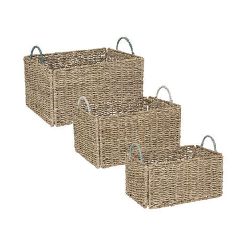 Lot de 3 Caisses Cagettes Déco "Palm" 38cm Beige