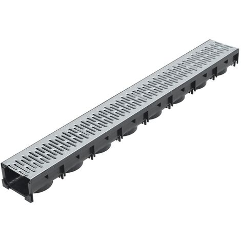 Lot de 3 caniveaux de drainage 100 x 12,5 x 8 cm – Acier galvanisé – Système de verrouillage pour connexion facile – Pour égouts 10 cm – Inlife