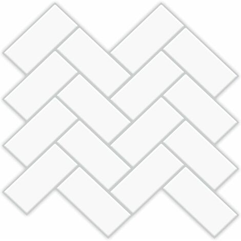 Lot de 3, carreaux adhesif cuisine,carrelage auto adhésif pour mur,salle de bain,douche,avec motif chevrons,peler et coller，Blanc，Fonepro