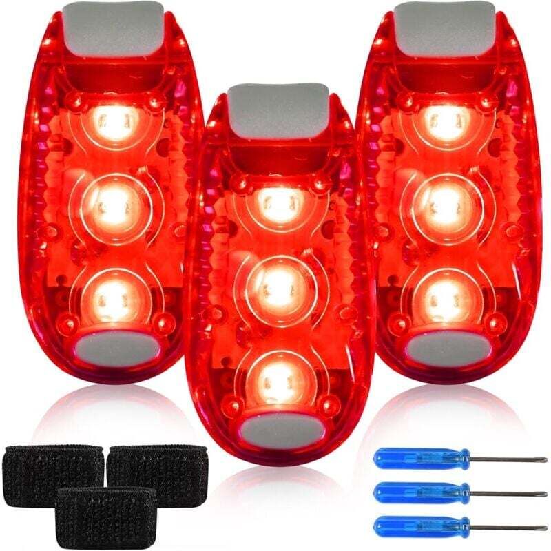 Lot de 3 cartables clignotants LED, Attaches fournies/lumières pour la course à pied, Lumière de sécurité pour enfants - Sac à dos - Jogging