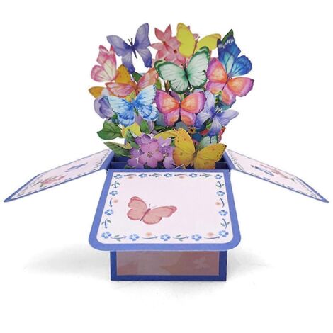 Lot de 3 cartes de vœux universelles en forme de papillon coloré en boîte 3D pop-up