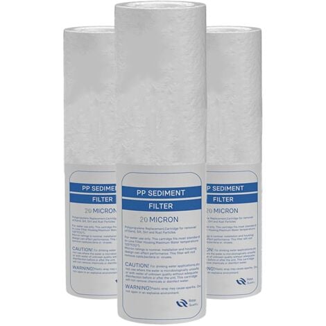 Lot de 3 cartouches anti-sédiment 20 microns pour porte filtre 9-3/4 - 10 Pouces