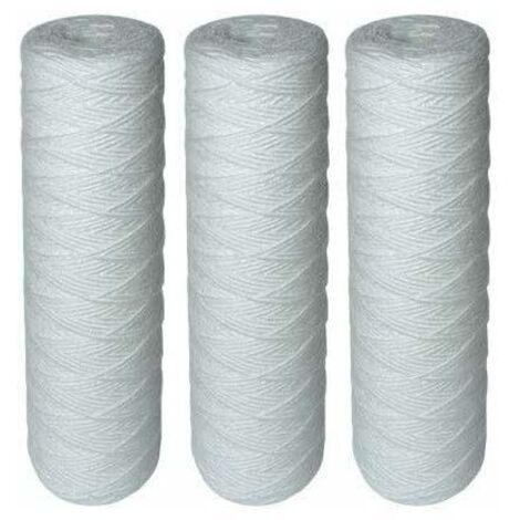 Lot de 3 Cartouches Filtrantes Bobinées pour Filtre à Eau – Filtration des Sédiments jusqu’à 25 microns – Format Standard Universel 10" pouces – Durée : 1 an