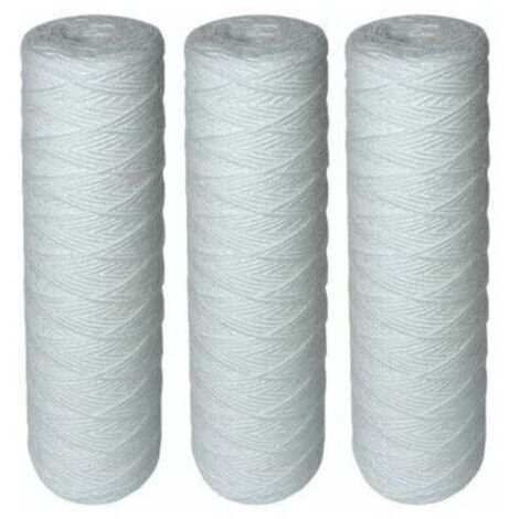 Lot de 3 Cartouches Filtrantes Bobinées pour Filtre à Eau – Filtration des Sédiments jusqu’à 25 microns – Format Standard Universel 10" pouces – Durée : 1 an