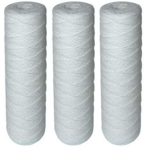 Lot de 3 Cartouches Filtrantes Bobinées pour Filtre à Eau – Filtration des Sédiments jusqu’à 25 microns – Format Standard Universel 10" pouces – Durée : 1 an