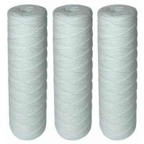 Lot de 3 Cartouches Filtrantes Bobinées pour Filtre à Eau – Filtration des Sédiments jusqu’à 25 microns – Format Standard Universel 10" pouces – Durée : 1 an