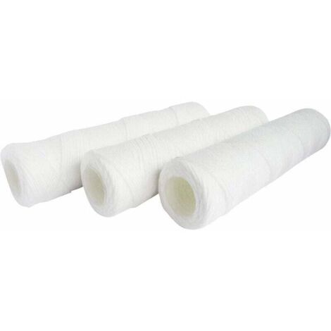 Lot de 3 Cartouches Filtrantes Bobinées pour Filtre à Eau – Filtration des Sédiments jusqu’à 25 microns – Format Standard Universel