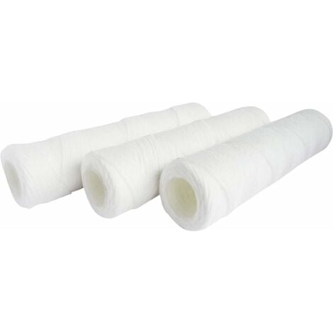 SOLEIL Lot de 3 Cartouches Filtrantes Spiralées pour Filtre à Eau - Filtration des Sédiments jusqu'à 25 Microns - Taille Universelle