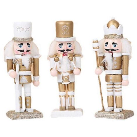 Lot de 3 casse-noisettes en bois pour Noël, figurines de roi, jouets décoratifs.