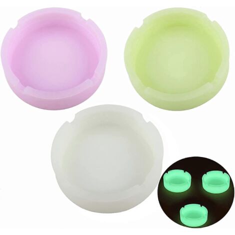 Lot de 3 cendriers lumineux en silicone de qualité supérieure, ronds, résistants aux hautes températures.