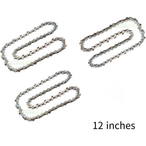 Lot de 3 Chaîne de Tronçonneuse pour Guide-Chaîne de 12" (30 cm), 45 Maillons d'Entraînement, Compatibles avec Dolmar, Echo, Bosch, Einhell et autres