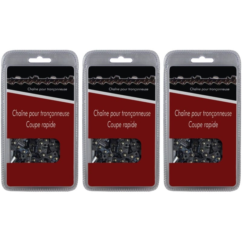 Lot de 3 chaînes 3/8', 1.5 mm, 64 maillons - Compatible tronçonneuses husqvarna