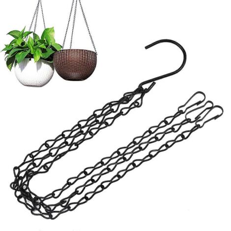 Lot de 3 chaînes de suspension avec crochets pour pots de fleurs et plantes suspendues.