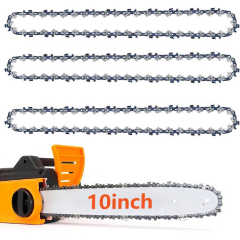 Lot de 3 chaînes de tronçonneuse 3/8" LP Pas 0,050" (1,3 mm) pour barre de 25 cm, 40 maillons d'entraînement – Chaîne de tronçonneuse à faible retour, chaîne de rechange compatible avec plus et