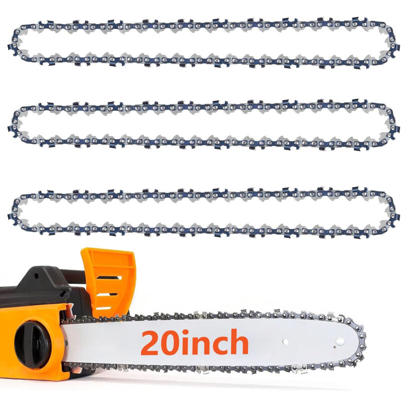 Lot de 3 chaînes de tronçonneuse 3/8" LP Pas 0,058" (1,5 mm) pour barre de 50 cm, 76 maillons d'entraînement – Chaîne de tronçonneuse à faible