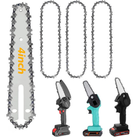 Lot de 3 chaînes de tronçonneuse électrique en acier de 4" Accessoires de rechange pour tronçonneuse électrique  Avec toutes les mini tronçonneuses de 4", menuiserie et aménagement paysager