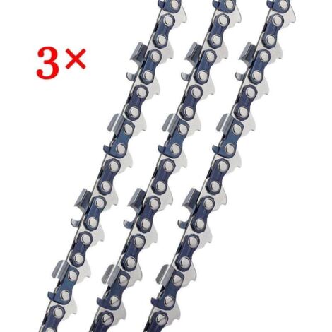 Lot de 3 Chaînes de tronçonneuses à gouges carrées 3/8" 1,3 mm 52 maillons longueur de guide-chaîne 35 cm compatible avec Oregon Bosch Dollmar Hitachi Echo Einhell Makita Husqvarna et autres