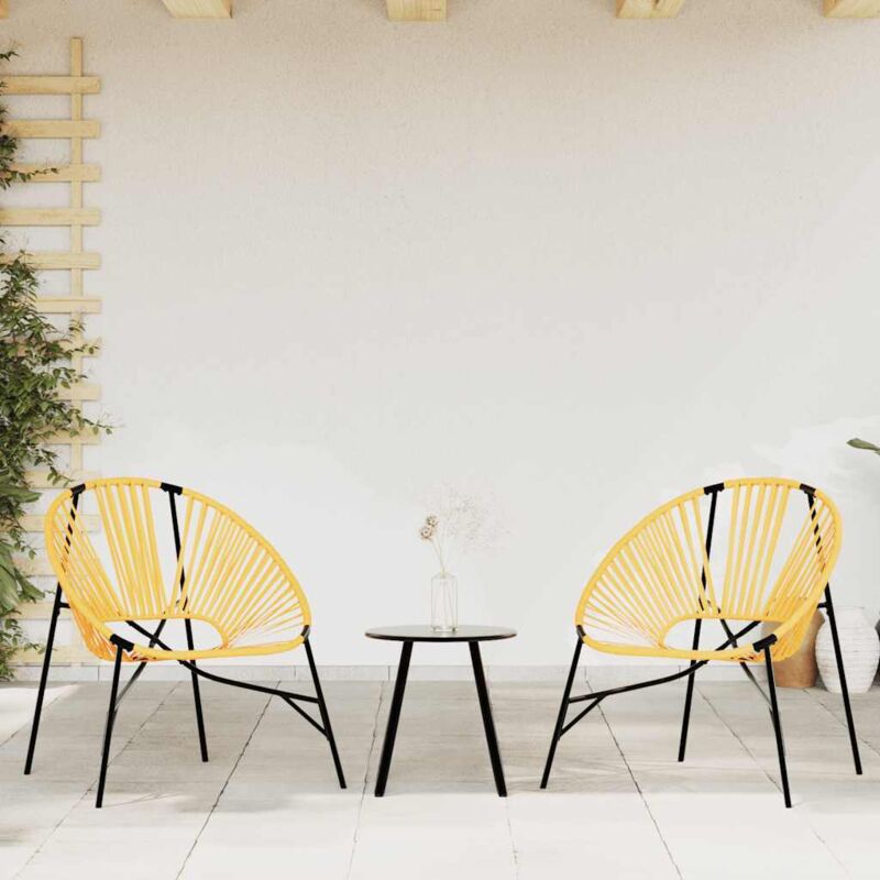 Vidaxl - Lot de 3 Chaise de jardin noir et jaune résine tressée