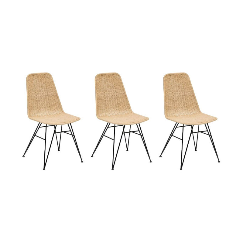 Lot de 3 Chaises en Rotin "May" 86cm Naturel