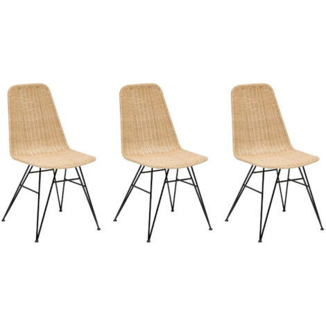 Lot de 3 Chaises en Rotin "May" 86cm Naturel