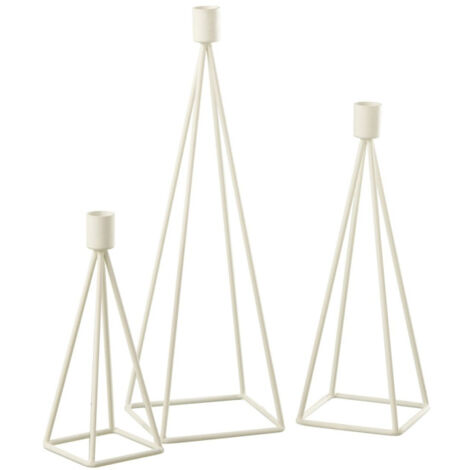 Lot de 3 Chandeliers Design "Désiré" 38cm Blanc