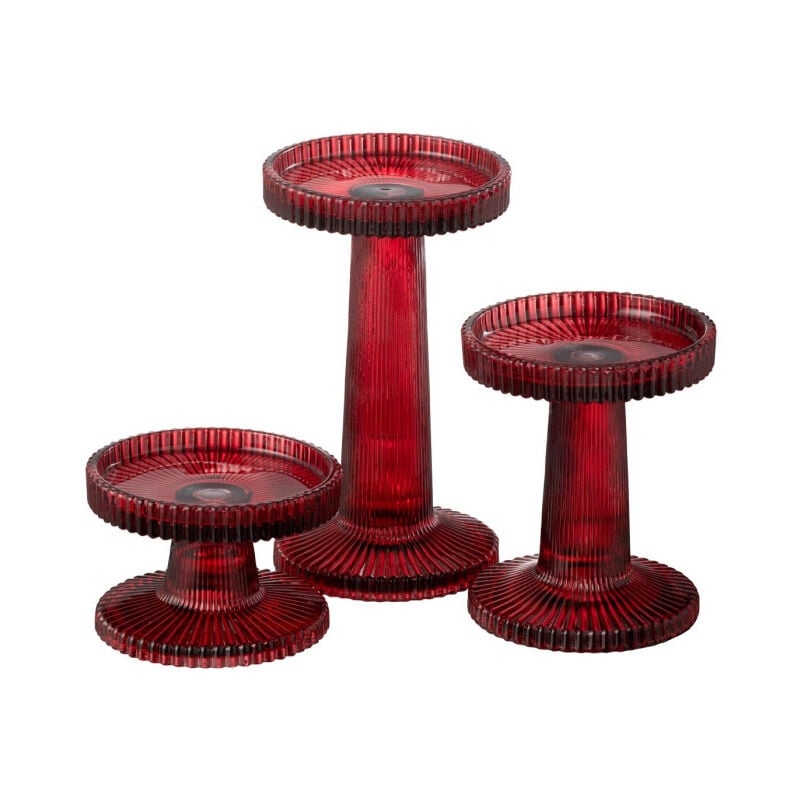 Lot de 3 Chandeliers en Verre "Nelly" 16cm Rouge