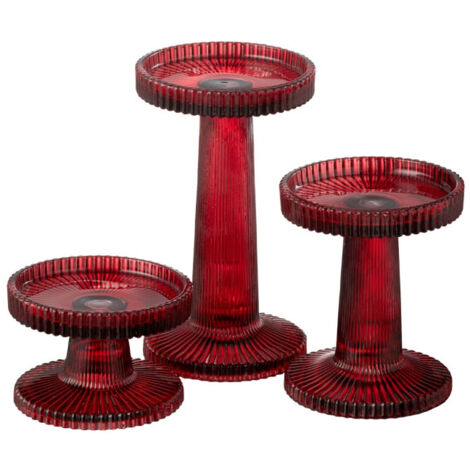 Lot de 3 Chandeliers en Verre "Nelly" 16cm Rouge