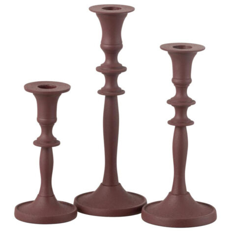 Lot de 3 Chandeliers "Lise" 23cm Bordeaux