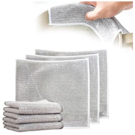 Lot de 3 chiffons de nettoyage multi-usages en fil de fer-Chiffons de nettoyage casseroles-Chiffons de nettoyage réutilisables-wj
