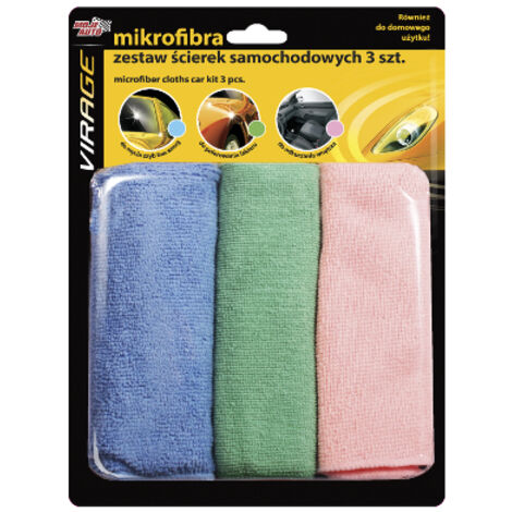 LOT DE 3 CHIFFONS EN MICROFIBRE POUR VOITURE - BIS 97-008