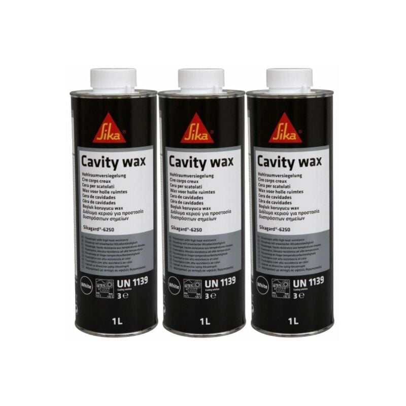 Sika - Lot de 3 cires thixotrope anti-corrosion gard 6250 - 1L - Blanc