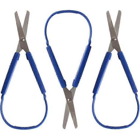 Lot de 3 ciseaux à boucle de 7,68/19,5 cm, ciseaux pour enfants avec poignées à ouverture auto-adaptatives, ciseaux pour tout-petits et enfants d'âge préscolaire, 3 couleurs (bleu)