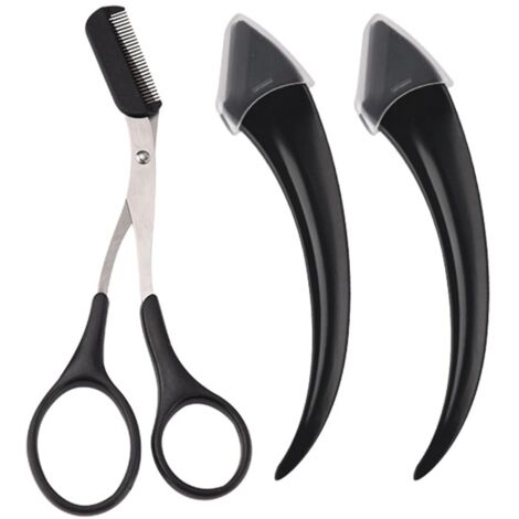 Lot de 3 ciseaux à sourcils pour hommes et femmes, en acier inoxydable