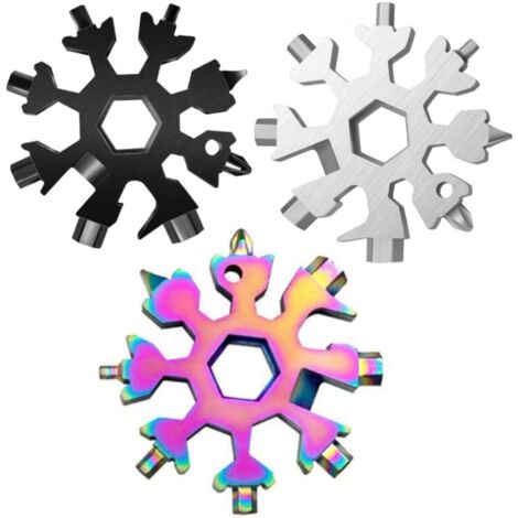 Lot de 3 clés multifonctions flocon neige 18 en 1