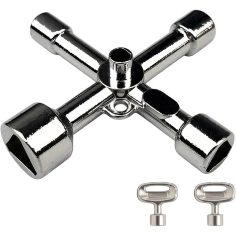 Lot de 3 clés multifonctions universelles pour radiateurs et poubelles, avec 2 petites clés triangulaires en alliage de zinc pour armoires électriques et poteaux d'arrêt
