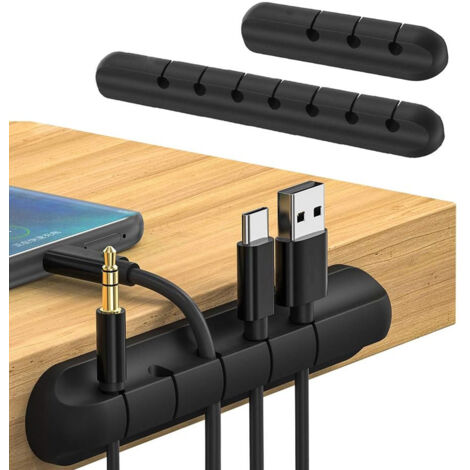 Lot de 3 clips pour câbles - Organisateur de câbles auto-adhésif en silicone, crochets de maintien pour câbles d'alimentation d'ordinateur, câbles de charge USB, bureau et maison-AquaForge